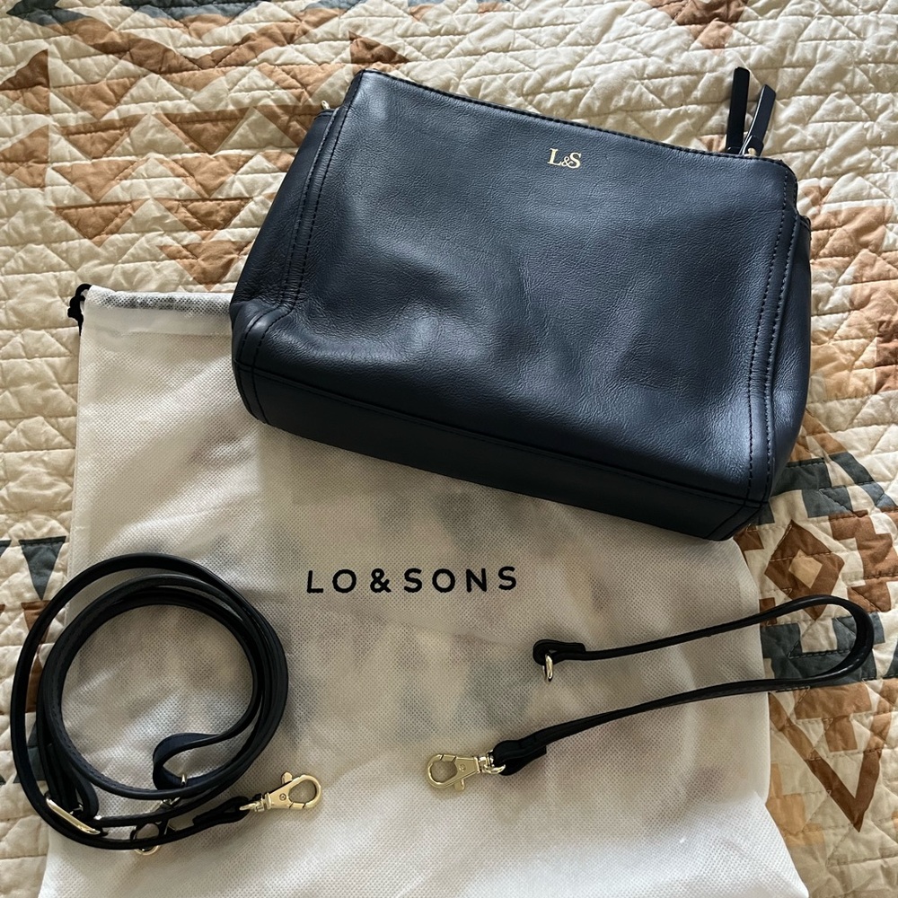 Lo & Sons Navy Leather Crossbody Bag